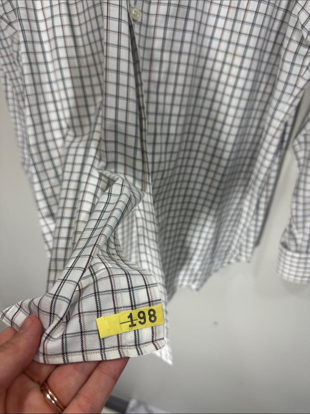 Polo by Ralph Lauren White Dress Shirt with Navy & Brown Windowpane XL - Picture 3 of 6
